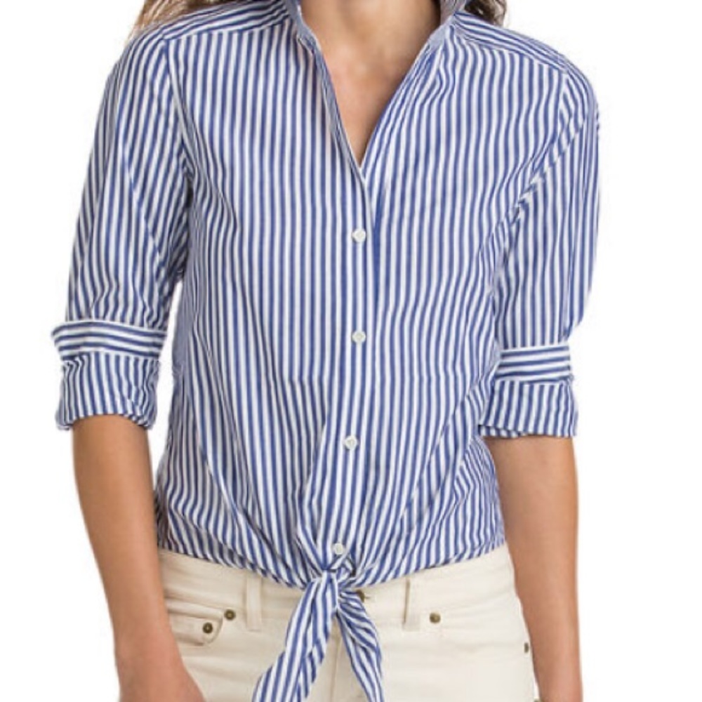 Vineyard Vines Striped Tie-Front Blouse Size 00